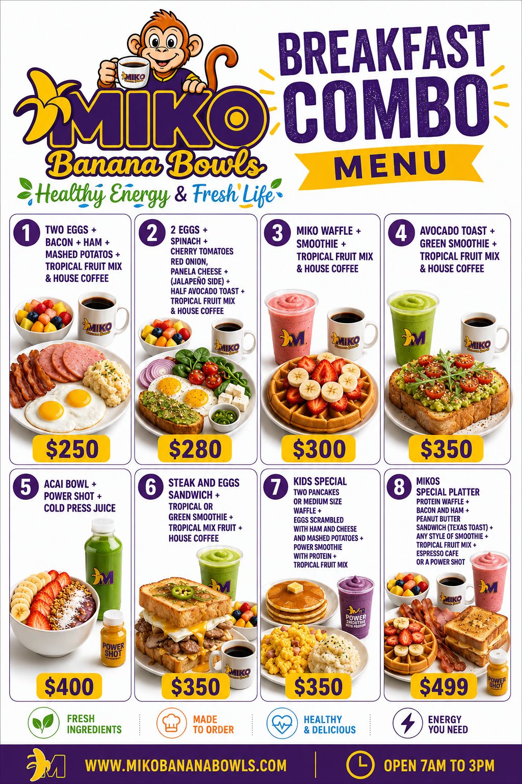 Miko's Breakfast Combo Menu