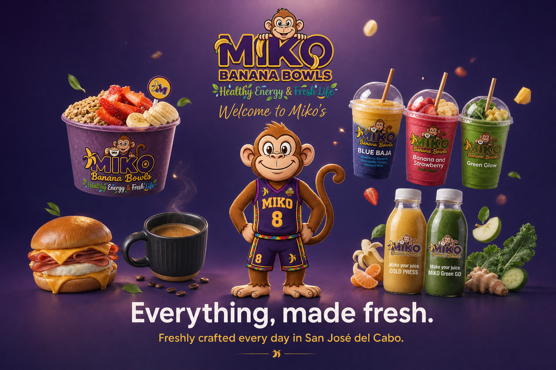 Welcome to Miko's Banana Bowls — Everything, made fresh. Freshly crafted every day in San José del Cabo.